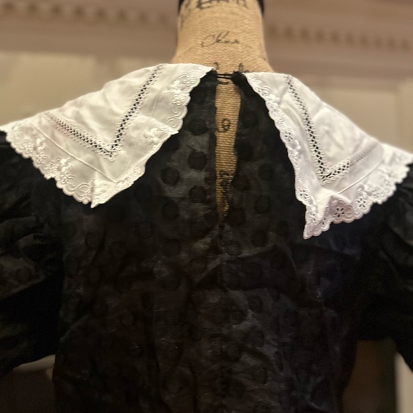 Sister Jane Black Top with White Lace Collar - Picture 9 of 12